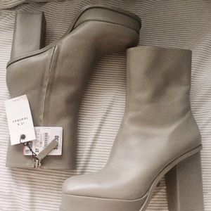 Zara leather platform boots